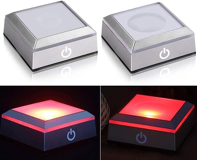 2 Pcs Square LED Light Base Show Stand Display Plate with Sensitive Touch Switch for 3D Crystal Glass Art…