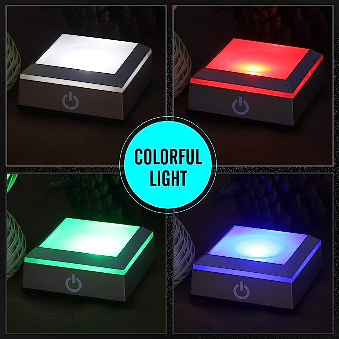2 Pcs Square LED Light Base Show Stand Display Plate with Sensitive Touch Switch for 3D Crystal Glass Art…